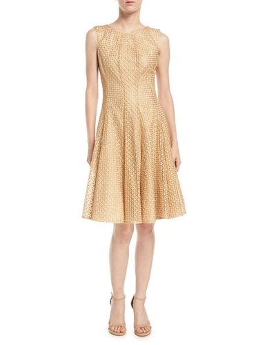 Zac Posen Sleeveless Star-embroidered Fit-and-flare Cocktail Dress