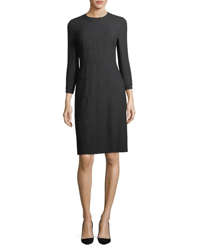 Escada 3/4-sleeve Wool/cotton A-line Dress In Black