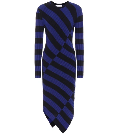 Altuzarra Whistler Asymmetric Striped Ribbed-knit Dress In Royal Blue