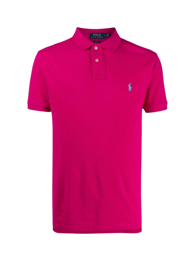 Polo Ralph Lauren Mesh S/s Knit Polo Shirt In Pink &amp; Purple