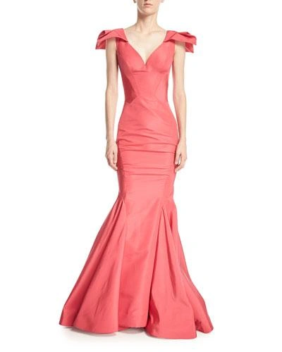 Zac Posen Sweetheart Sleeveless Mermaid Silk-faille Evening Gown In Medium Red
