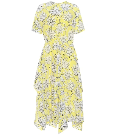 Valentino Floral-print Short-sleeve A-line Midi Dress In Yellow