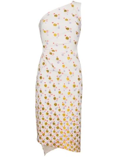 Peter Pilotto Gradient Polka Dot One-shoulder Dress In White