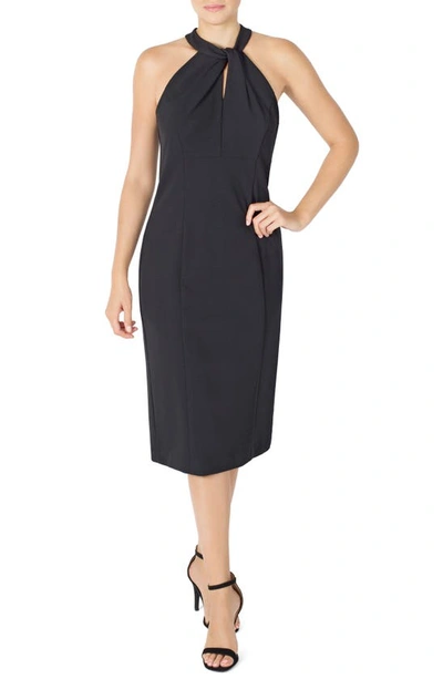 Julia Jordan Sleeveless Twist Neck Sheath Dress In Black