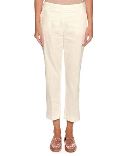 Giorgio Armani Straight-leg Side-zip Cropped Cotton Pants In White