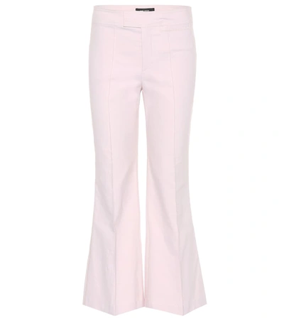 Isabel Marant Lyre Flat-front Flared Crop Cotton-blend Pants In White