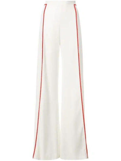 Galvan Chan Chan Pompom-trim Wide-leg Pants In White