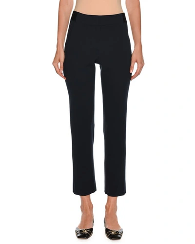 Giorgio Armani Straight-leg Ankle Wool Pants In Navy