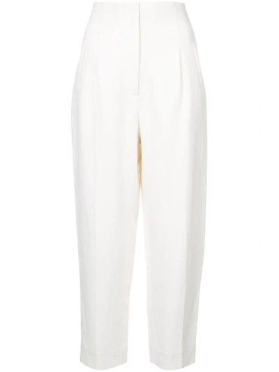 Rosetta Getty Hopsack High-rise Cropped Trousers In White