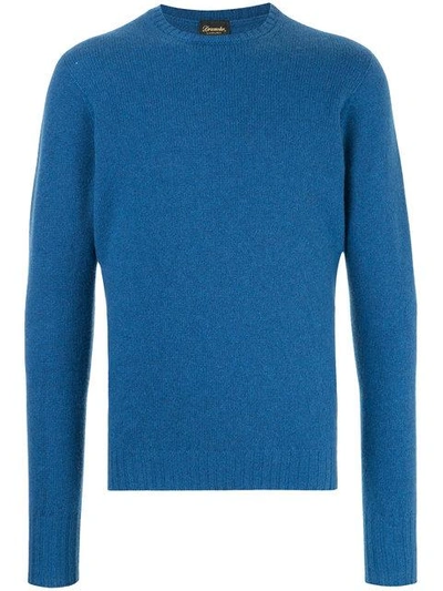 Drumohr Slim Fit Crew Neck Sweater In Blue