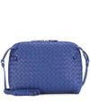 Bottega Veneta Intrecciato Small Zip Crossbody Bag In Cobalt