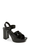 Jeffrey Campbell Women's Amma Platform High Block Heel Sandals In Black Crinkle Patent