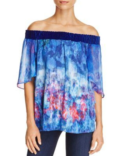 T Tahari Delphine Off-the-shoulder Blouse In Royal