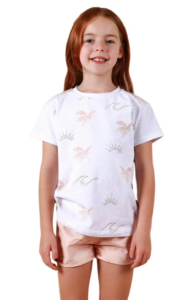 Tiny Tribe Kids' Sunny Elements Stretch Cotton T-shirt In White