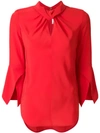 Victoria Beckham Twist-front Silk Crepe De Chine Blouse In Red