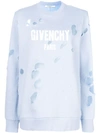 Givenchy Destroyed Logo Cotton-jersey Sweatshirt In Blue