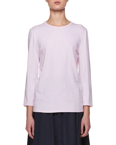 The Row Mave Crewneck Long-sleeve Cotton Top In Light Pink