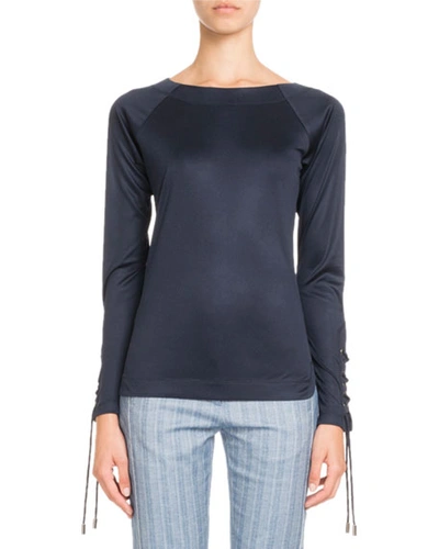 Pascal Millet Long-sleeve Lace-up Fitted Jersey Top