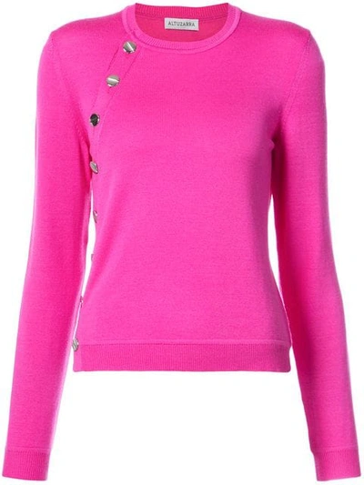 Altuzarra Button Detail Merino Wool Crop Sweater In Pink