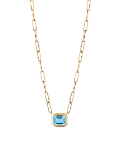 Goshwara Manhattan Blue Topaz Pendant Necklace | Gemstones/yellow Gold