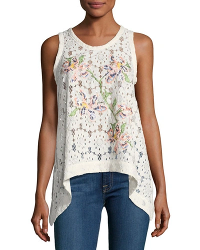 Pascal Millet Sleeveless Embroidered Paillette Floral-lace Blouse