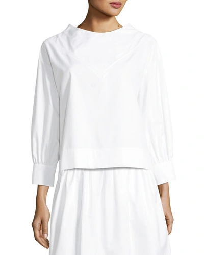 Atlantique Ascoli Jeudi Long-sleeve Poplin Blouse In White