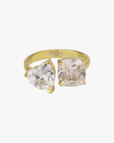 Shymi Two Stone Cubic Zirconia Ring In Gold