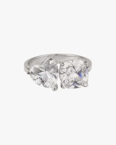 Shymi Two Stone Cubic Zirconia Ring In Silver