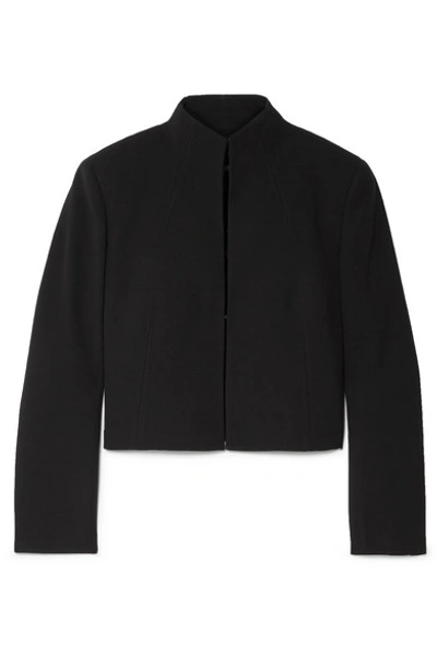 Akris Mock-neck Wool-stretch Short Jacket In Black