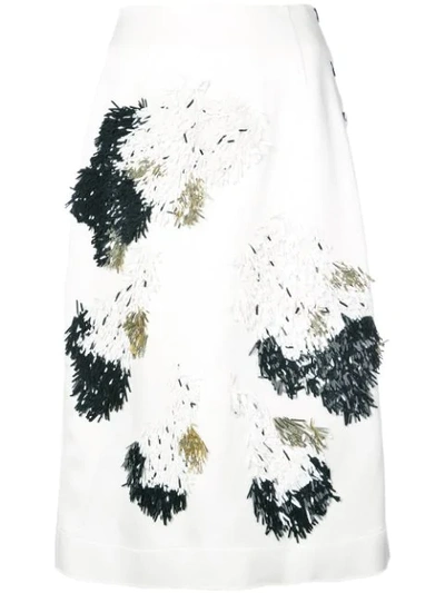 Derek Lam Embellished Side-button Midi Skirt In White