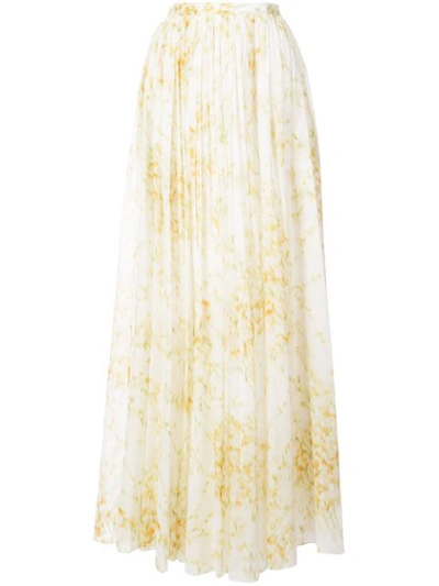 Brock Collection Sade Sweet-pea Print Gathered Cotton Skirt In White
