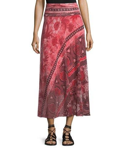 Fuzzi Stamp Patchwork Long Skirt In Lima