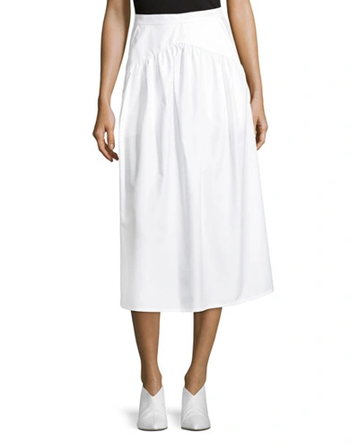 Atlantique Ascoli A-line Cotton-poplin Ankle-length Midi Skirt In White