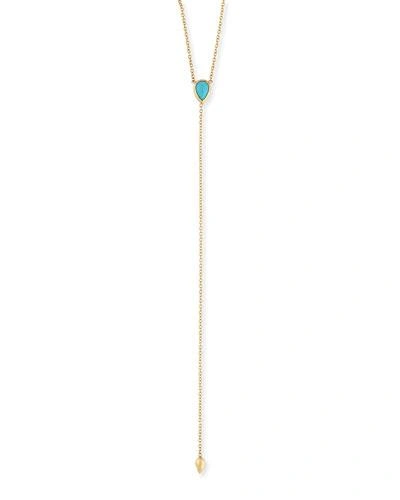 Zoë Chicco 14k Teardrop Turquoise Lariat Necklace