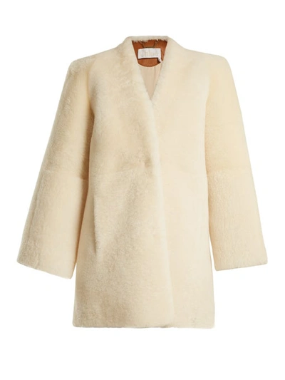 Chloé Teddy Bear Shearling Fur Coat In Ivory