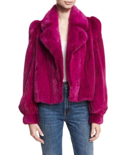 Co Cropped Mink Fur Jacket In Fuchsia