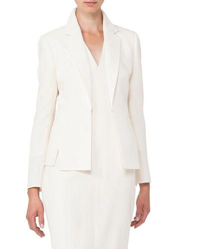 Akris Hook-front Wool-crepe Tailored Blazer In Off White