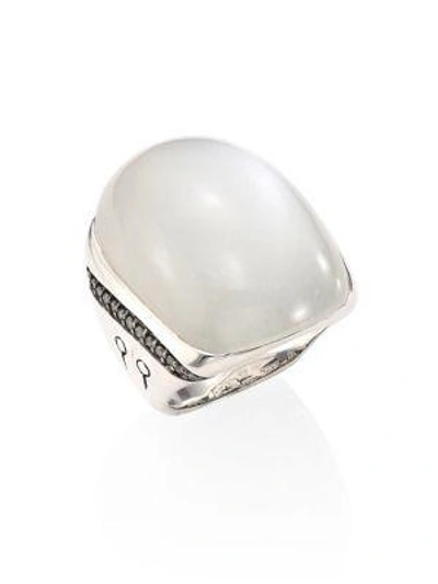 John Hardy Bamboo Large Grey Diamond, White Moonstone & Sterling Silver Ring