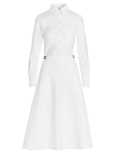 Thom Browne Rwb Tab Shirt Dress In White
