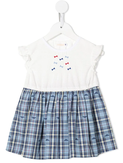 Miki House Kids' Check-print Mini Dress In White