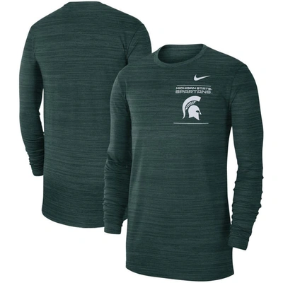 Nike Green Michigan State Spartans 2021 Sideline Velocity Performance Long Sleeve T-shirt