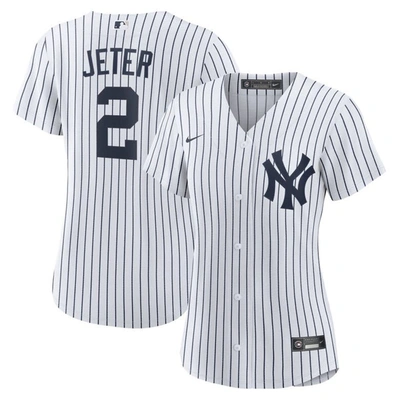 Nike Derek Jeter White/navy New York Yankees Home Replica Player Name Jersey