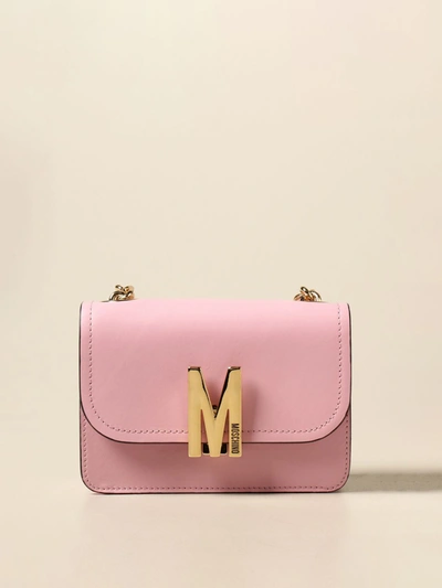 Moschino Couture Leather Bag With Logo In Pink