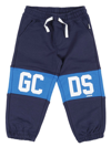Gcds Kids Logo Printed Drawstring Pants In Blue