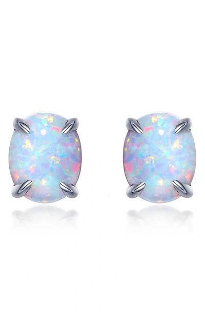 Lafonn Simulated Opal Stud Earrings In White