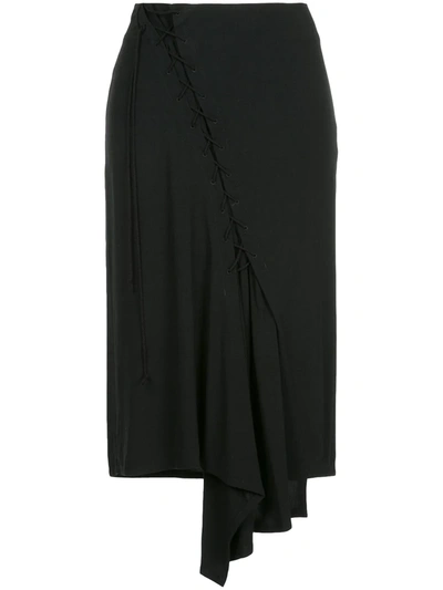 Yohji Yamamoto Lace Up Skirt In Black
