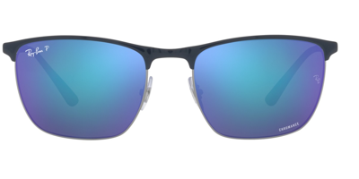 Ray Ban Rb3686 Chromance Sunglasses Matte Blue Frame Blue Lenses Polarized 57-19 In Blue / Gun Metal / Gunmetal