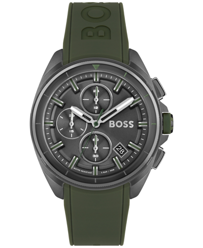 Hugo Boss Volane Men's Chronograph Green Silicone Strap Watch 44mm Women's Shoes In Assorted-pre-pack