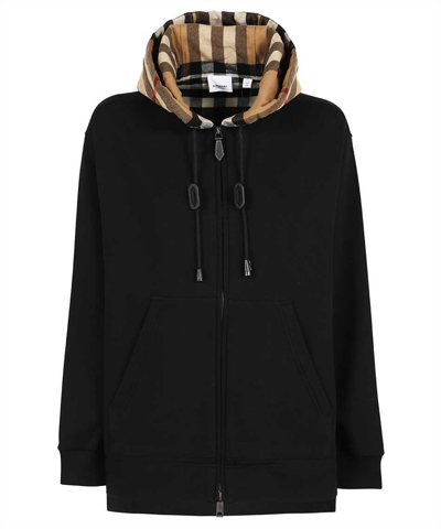 Burberry Asymmetric Hem Oversized Hoodie In Black