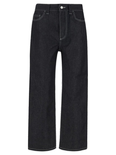 Sunnei Contrast-stitched Straight-leg Jeans In Black